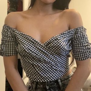 Forever 21 Black and White Gingham Top NWT